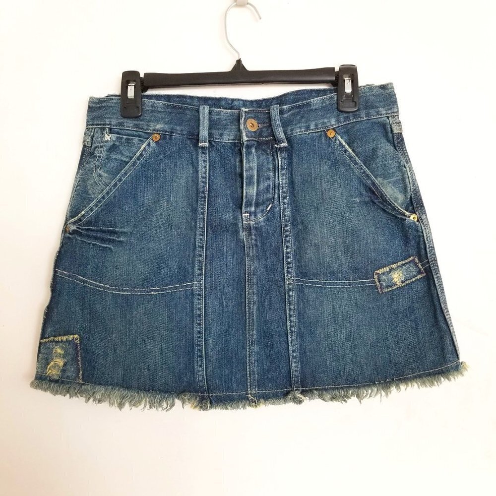 Polo Ralph Lauren Denim Distress Button Fly Skirt